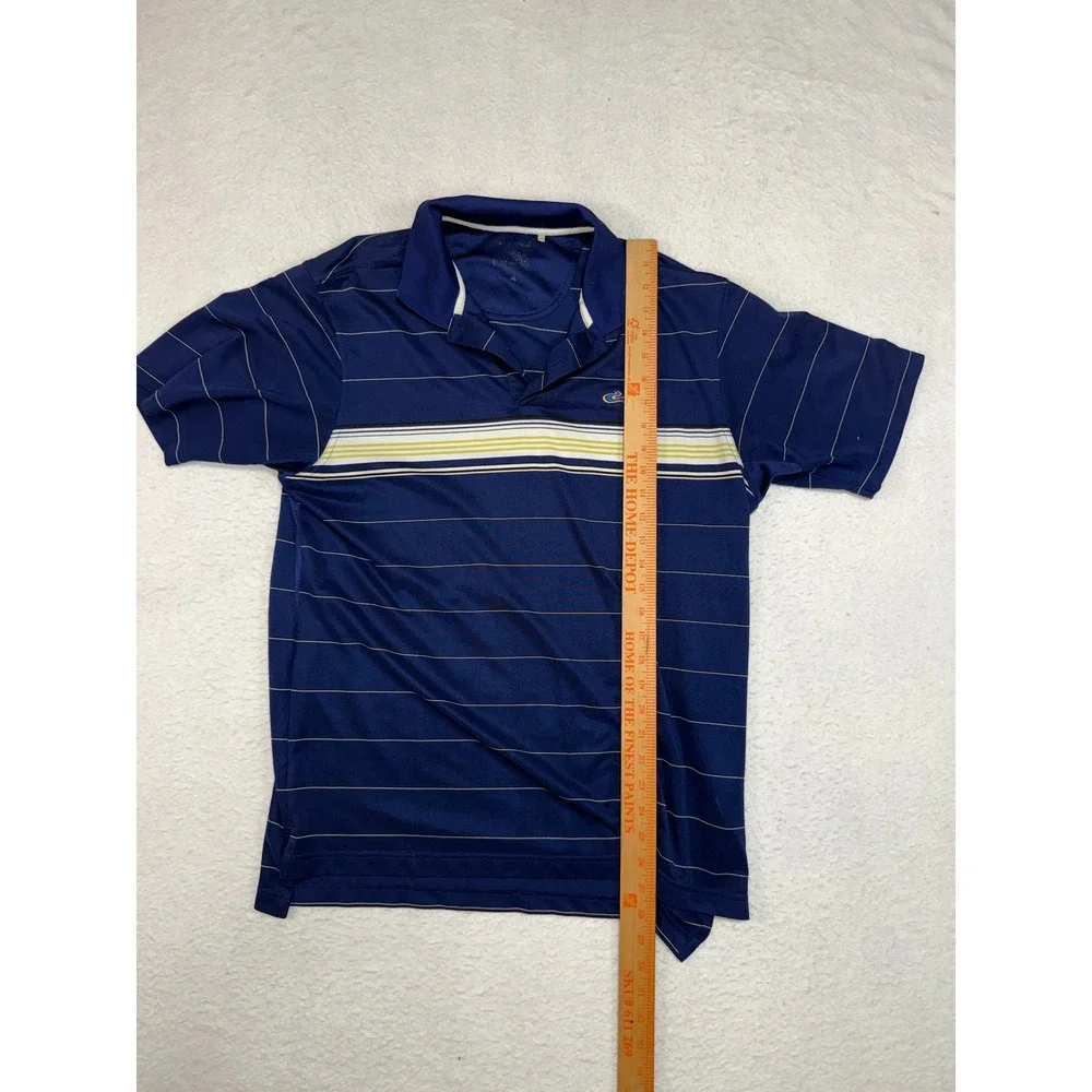 Adidas Golf Mens Navy Blue Striped Short Sleeve Polo Shirt XL